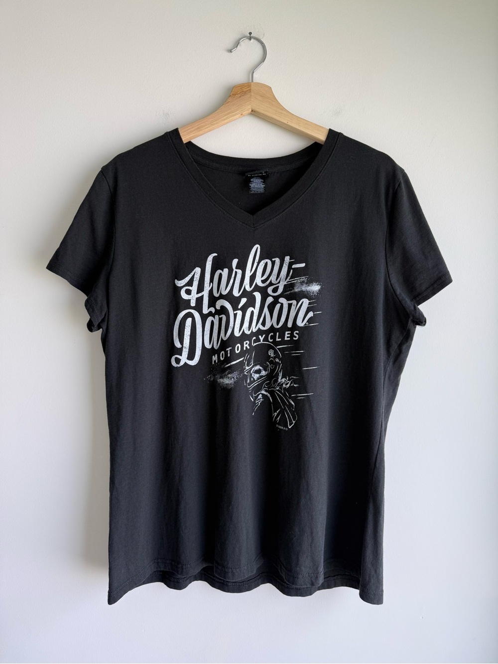 Harley Davidson Treasure Coast Stuart FL Black Graphic V Neck Tee Women’s XL